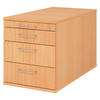 ROLLCONTAINER - mit 3 Schubladen 80/42,8/51,2 cm in Buchefarben Bügelgriff (Metall) - Buchefarben, Holzwerkstoff (42.8/51.2/80cm) - bümö