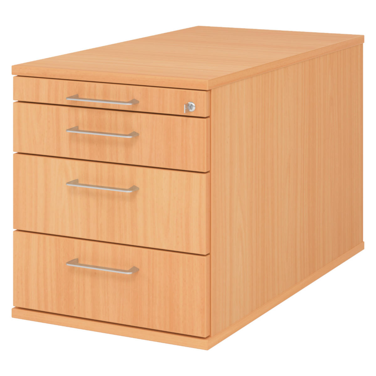 ROLLCONTAINER - mit 3 Schubladen 80/42,8/51,2 cm in Buchefarben Bügelgriff (Metall) - Buchefarben, Holzwerkstoff (42.8/51.2/80cm) - bümö