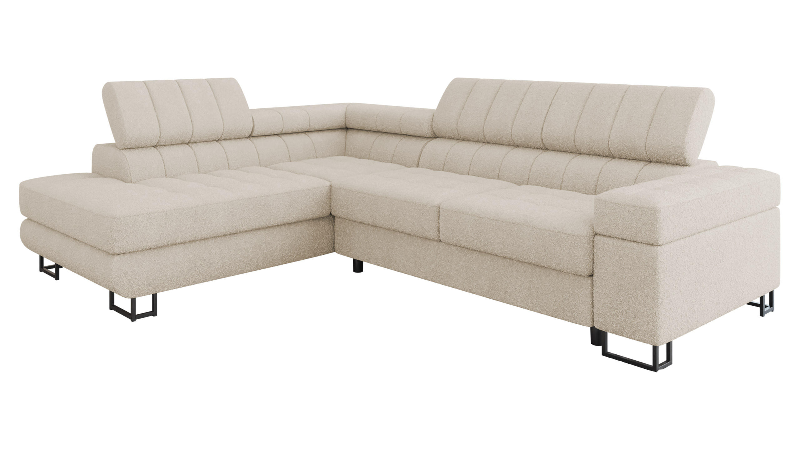 ECKSOFA Laris Premium, Seite: Links - Beige/Schwarz, Holz/Textil (271/203cm) - MIRJAN24