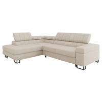 ECKSOFA Laris Premium, Seite: Links - Beige/Schwarz, Holz/Textil (271/203cm) - MIRJAN24