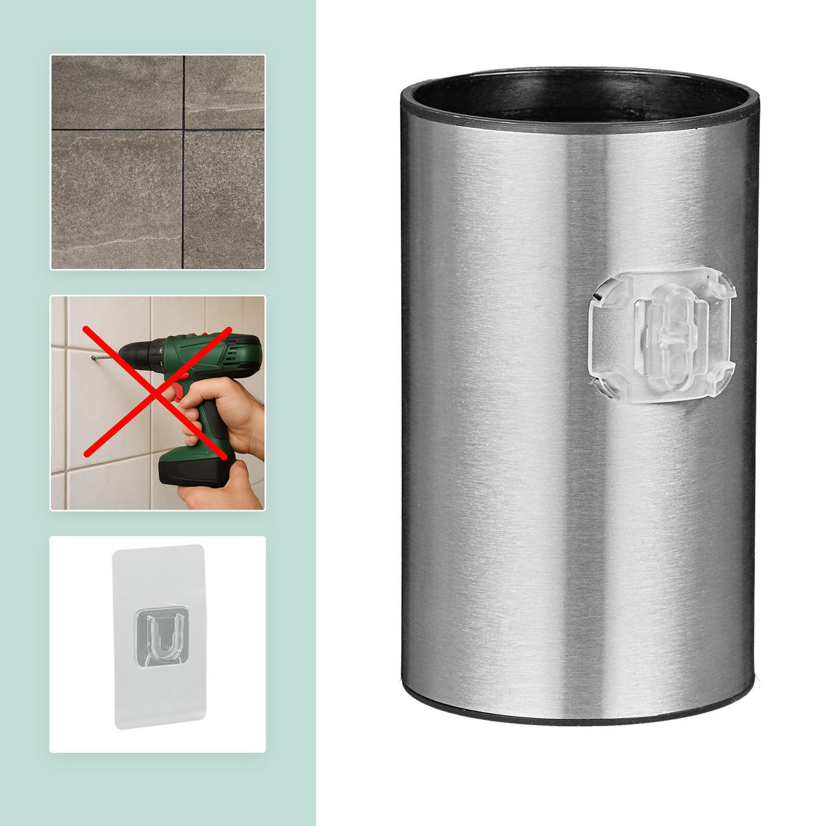 TOALETNA ščetka - srebrne barve, kovina/umetna masa (9/40.5/10cm) - Relaxdays