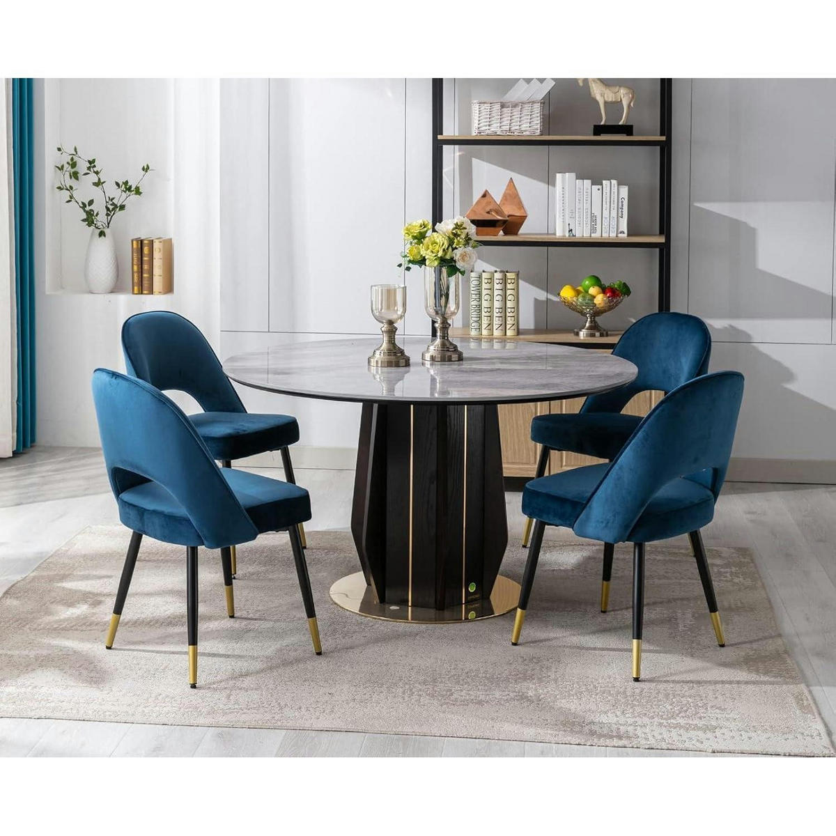 ESSZIMMERSTUHL 4er Set Samt Blau - Blau, Textil (50/86/58cm)
