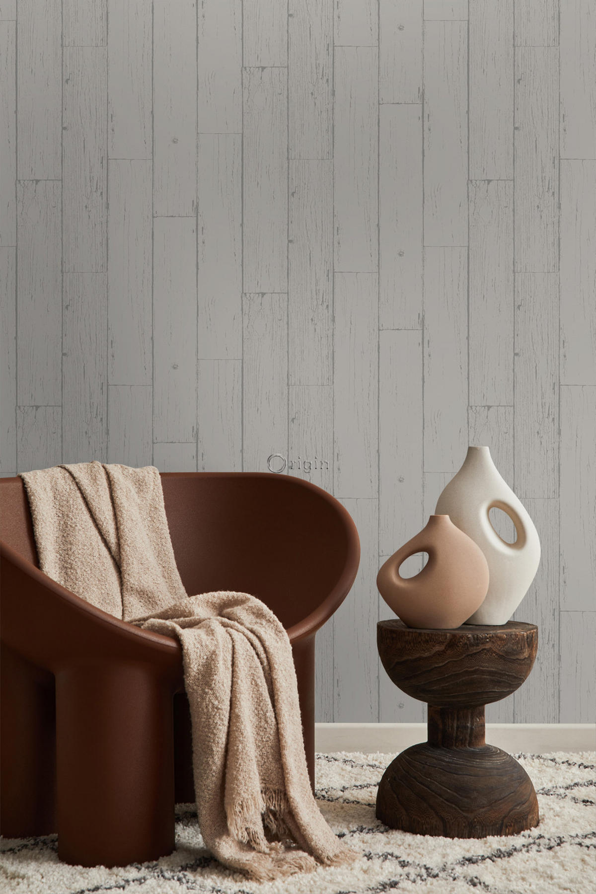 TAPETE Holz-optik 53 cm x 10.05 m - Grau, Papier (53/1000cm) - Origin Wallcoverings