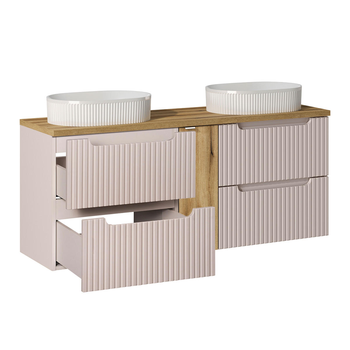 DOPPELWASCHTISCH 140.4cm Riva Kaschmir - Beige, Holzwerkstoff (140.4/59/40cm) - Petits-meubles