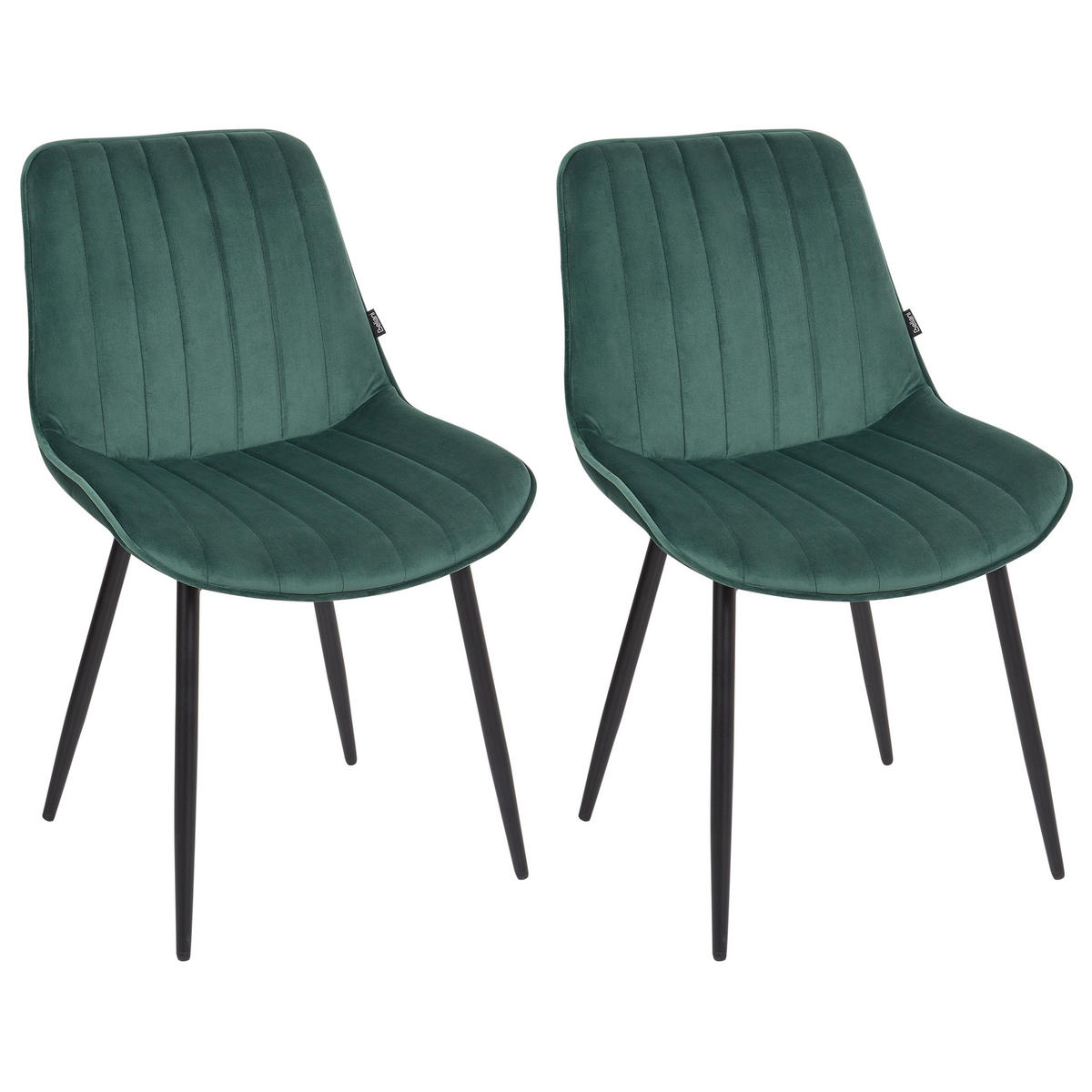 ESSZIMMERSTUHL 2er-Set Samtstoff Smaragdgrün Dubrovnik - Schwarz/Grün, Textil (53/81/58cm) - Beliani