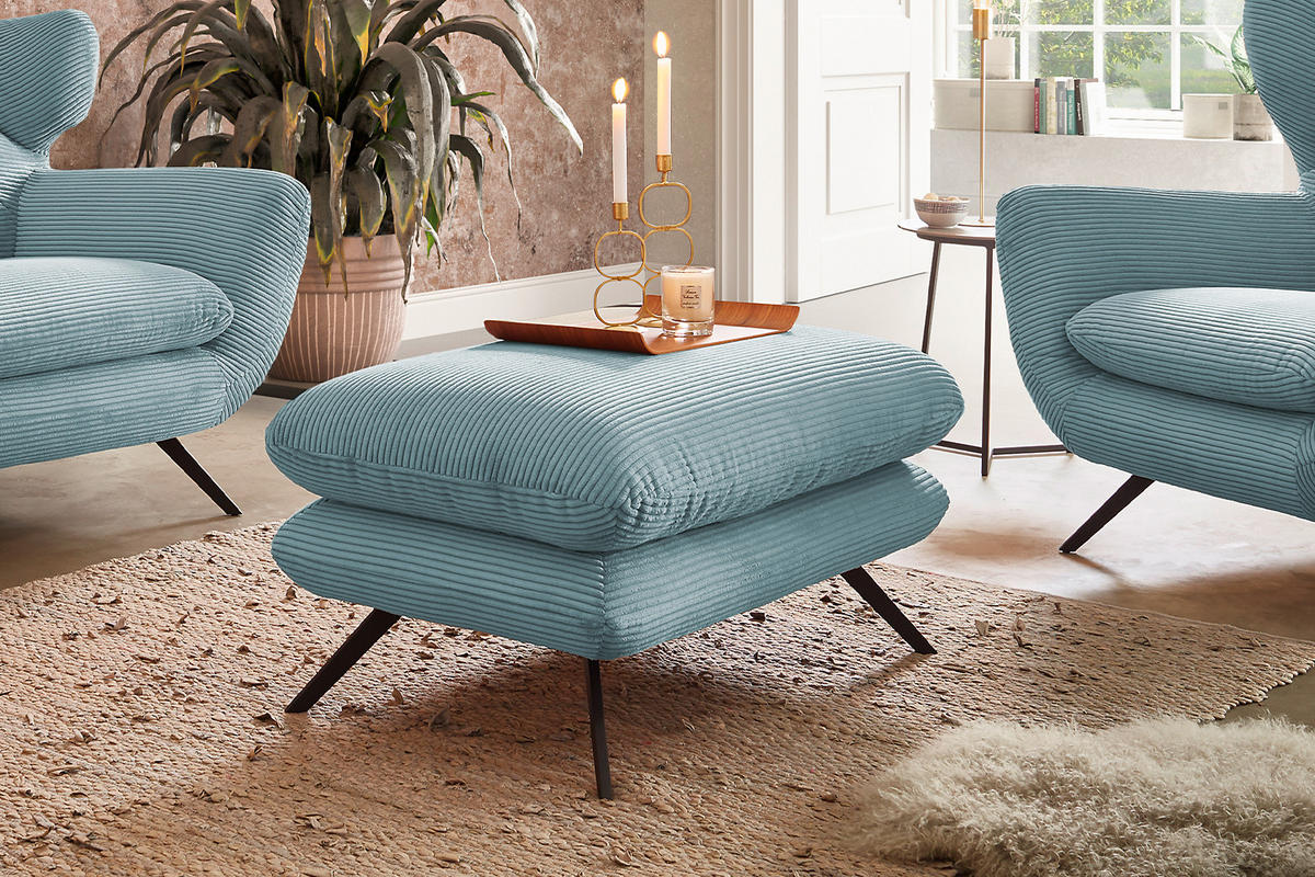 HOCKERBANK CHARME Hellblau - Hellblau, Textil (120/45/70cm) - KAWOLA