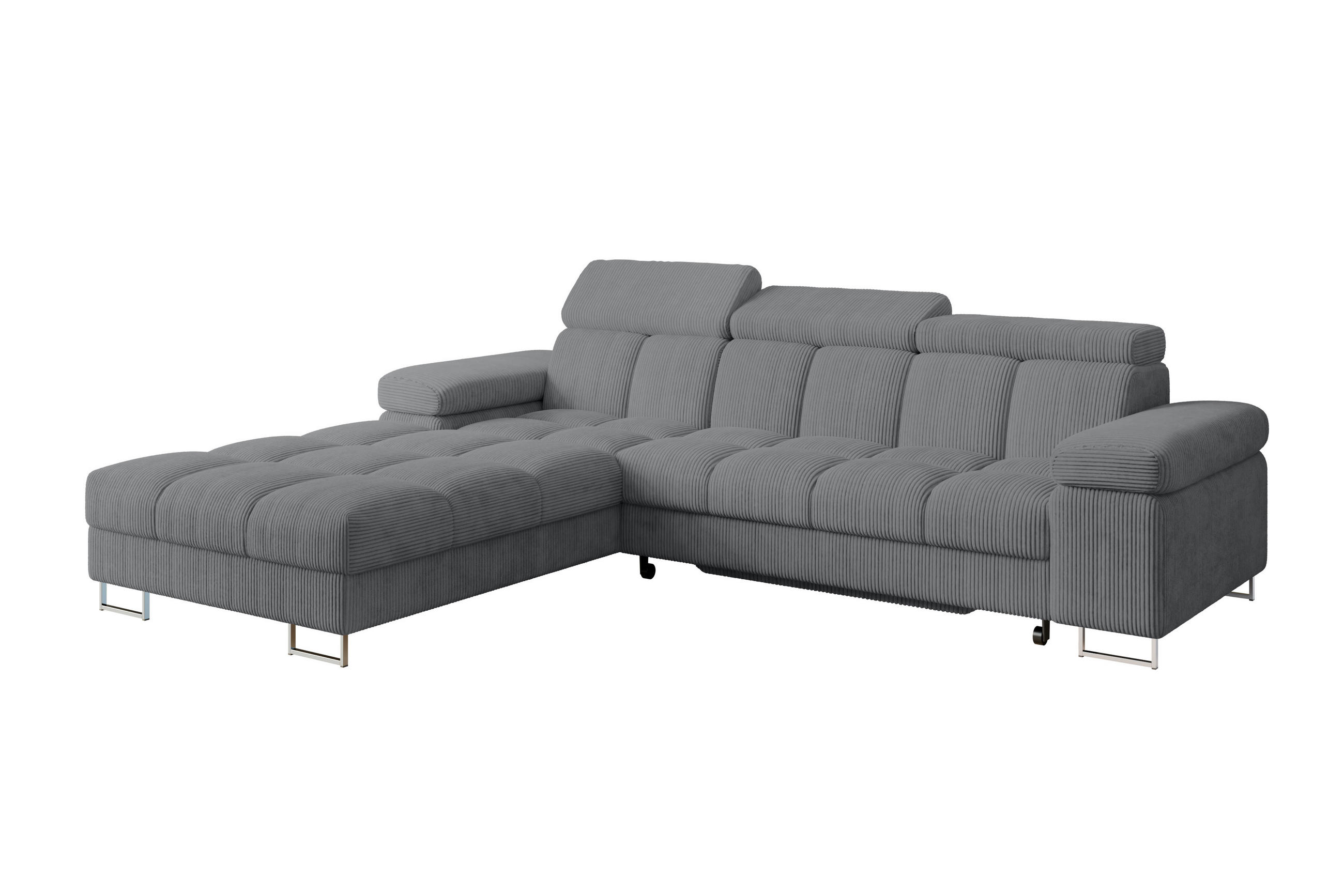 ECKSOFA mit Schlaffunktion Ottomane Links COMA L 271x203x79 Dunkelgrau Cord - Graphitfarben, Holzwerkstoff/Textil (271/203cm) - ALTDECOR