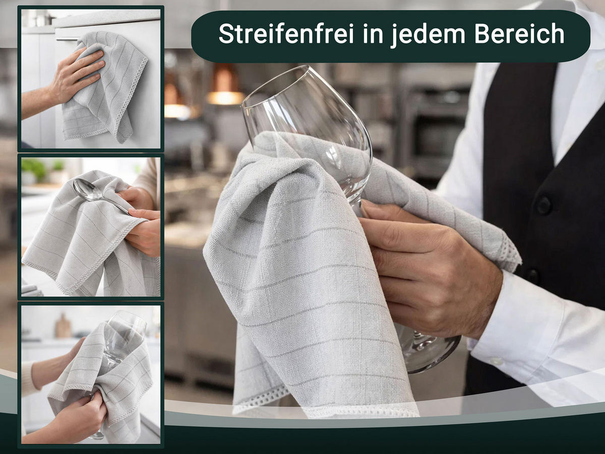 REINIGUNGSTÜCHER, 5er-Set, 40x60 cm, 80% Polyester, 20% Polyamid, Grau - Silberfarben, Textil (40/60cm) - Zollner