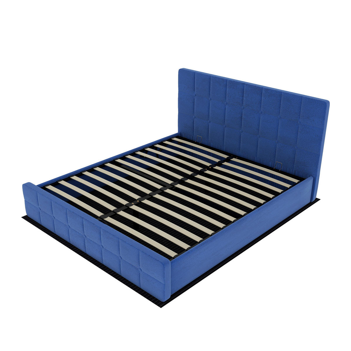 BETT mit gepolstertem Kopfteil 160x200 cm Blau - Blau, Metall (160/200cm) - Meubliv