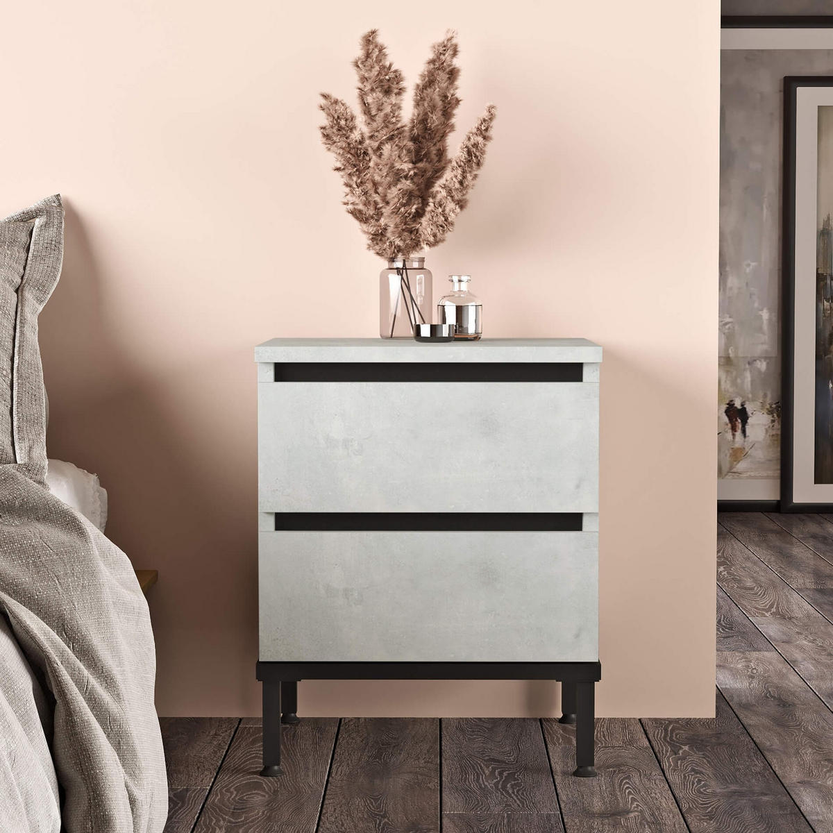 NACHTTISCH 40/35,5/49 cm - Grau, Holz (40/49/35.5cm) - Mobili Rebecca