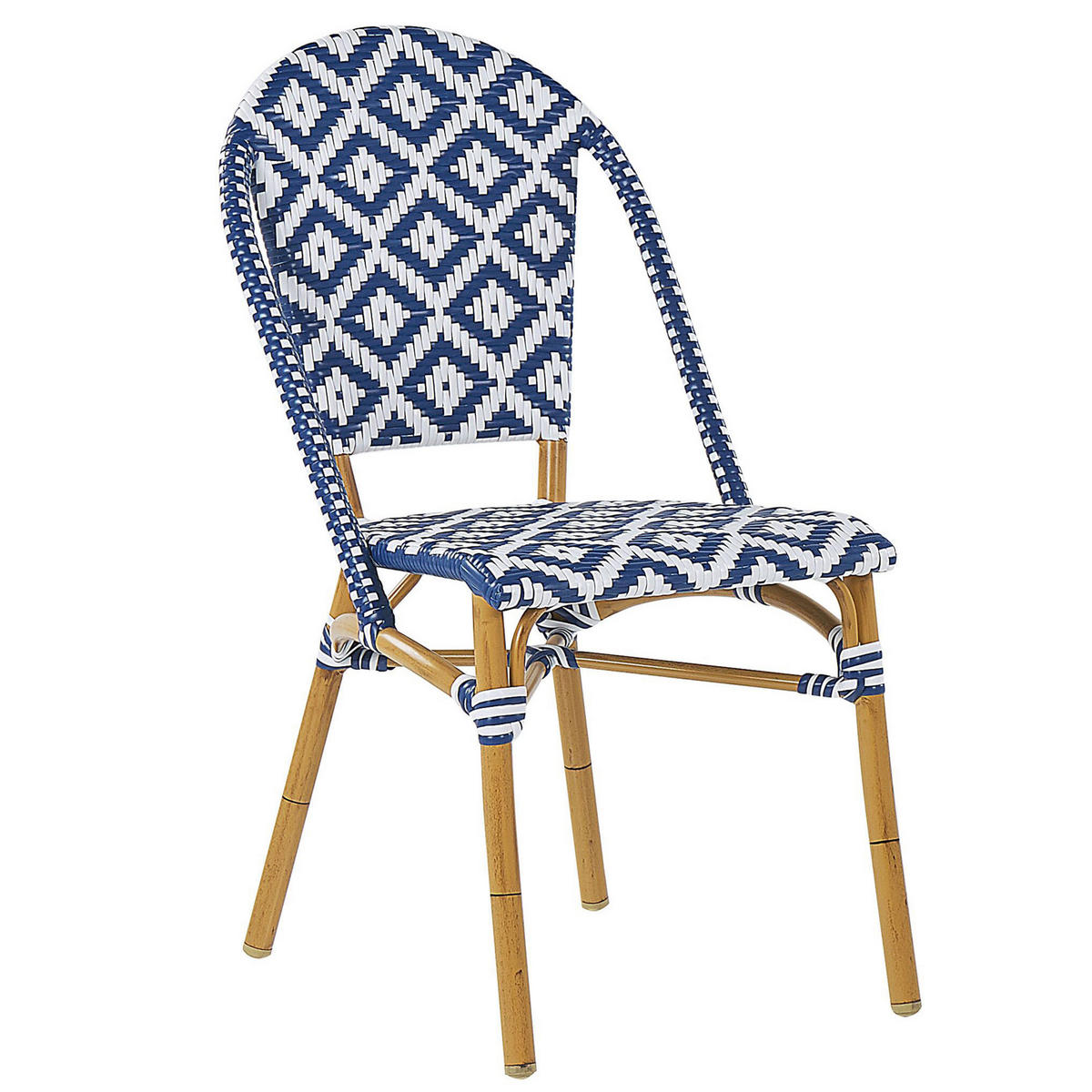 RATTANSTUHL 4er-Set blau/weiß Rifreddo - Blau/Beige, Kunststoff (46/88/55cm) - Beliani