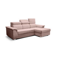 ECKSOFA KONGO RBN06, Eckcouch in L-Form mit Schlaffunktion, Farbe: Rosa, Velourstoff, Ottomane Rechts - Rosa, Textil (247/165cm) - O-Sofa