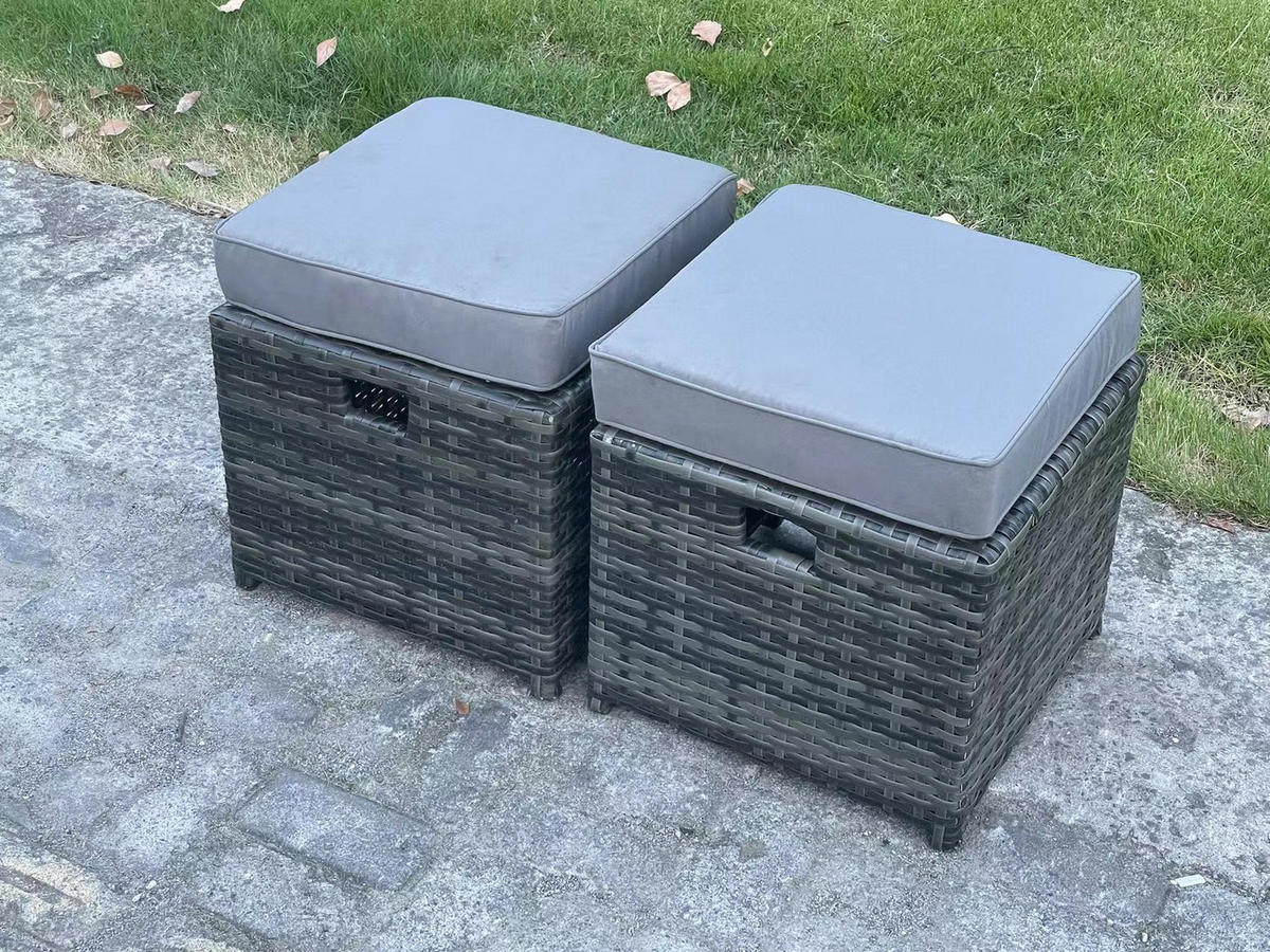 GARTENMÖBEL-SET MIT COUCHTISCH DOPPELSITZ-SOFA Polyrattan Dunkelgrau Gemischt 6-Sitzer - Dunkelgrau, Metall - Fimous