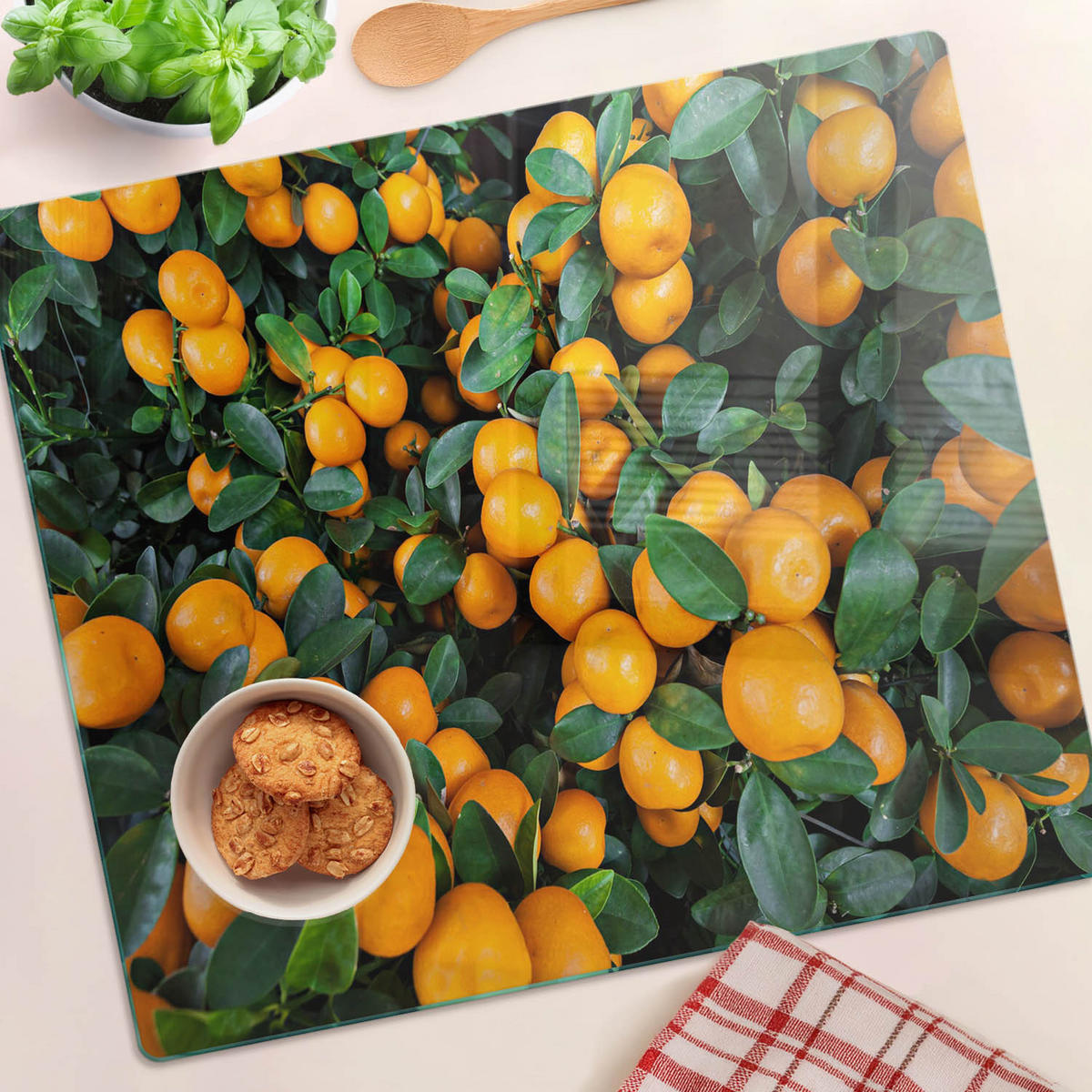 GLASPLATTE 60x52 cm Mandarinen - Orange, Glas (60/0.4/52cm) - TULUP