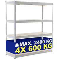 LAGERREGAL 160/60 cm Metall weiß - Weiß, Metall (160/180/60cm) - CLP