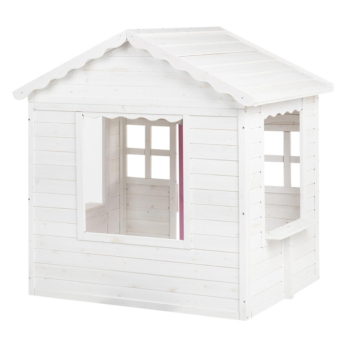 GARTENSPIELHAUS Weiß Nikaia - Pink/Weiß, Holz (130/124/110cm) - Beliani