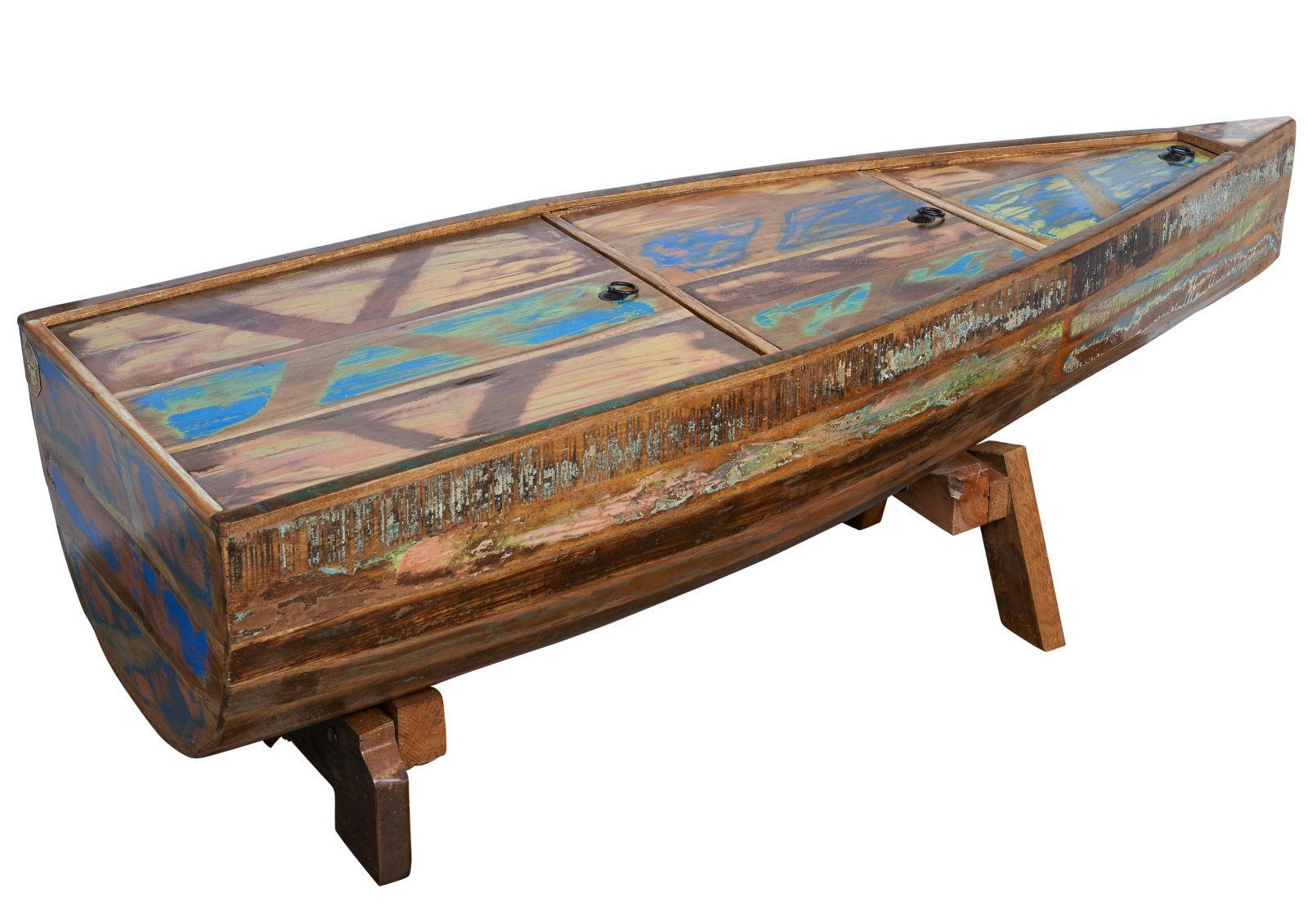 COUCHTISCH Altholz 155x52x45 mehrfarbig lackiert NATURE OF SPIRIT #106 - Multicolor, Holz (155/52/45cm) - Massivmoebel24