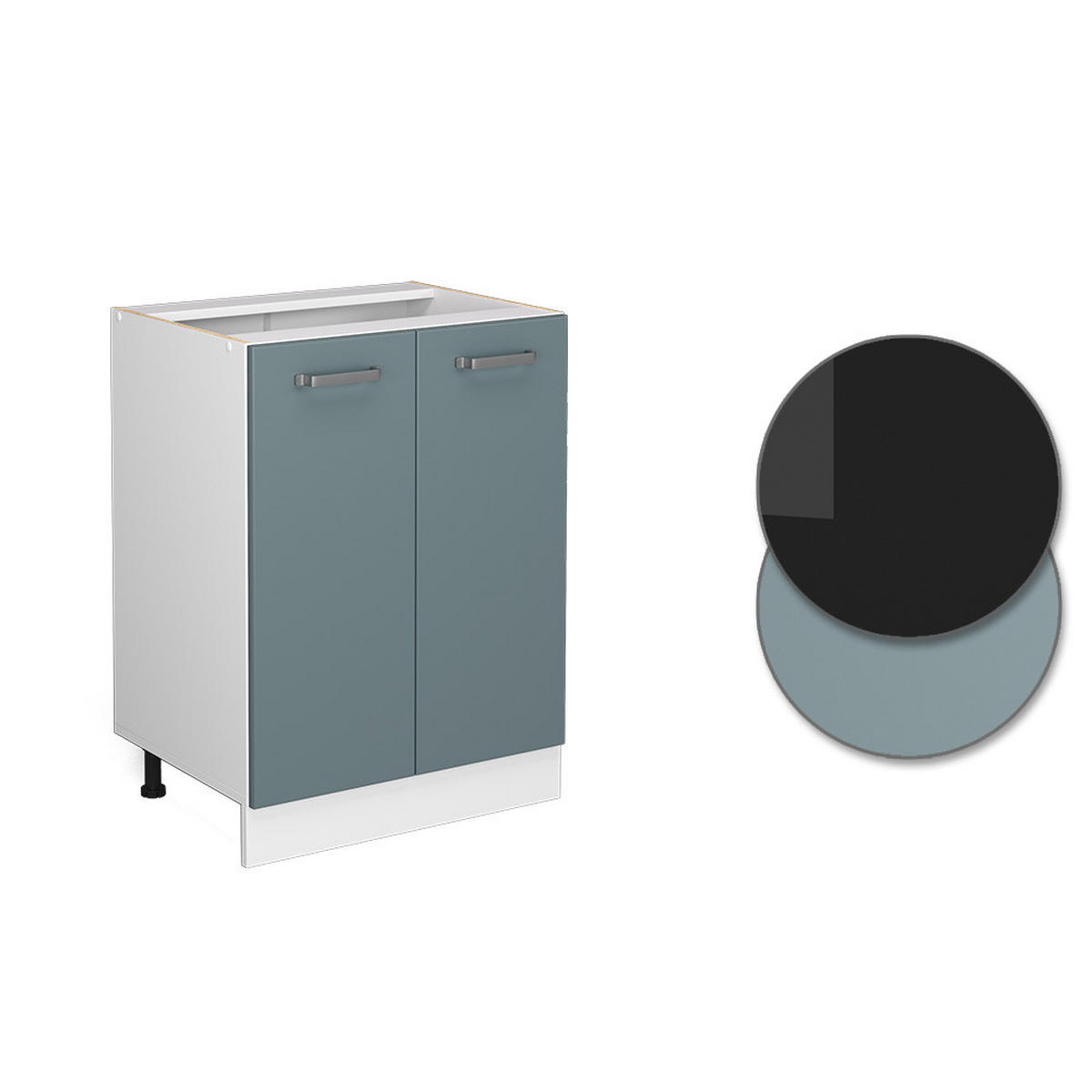 KÜCHENUNTERSCHRANK R-Line Blau-Grau 60 cm, AP Eiche - Blaugrau/Weiß, Holzwerkstoff (60/81.6/60cm) - Vicco