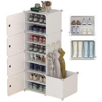 SCHUHSCHRANK,8 Ebenen mit Schirmablage - Weiß, Kunststoff (46/10/33cm) - Vallsero