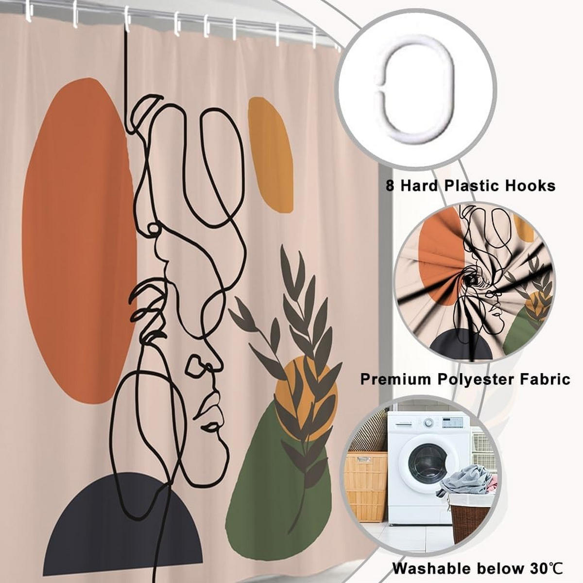 DUSCHVORHANG 120 x 180 cm abstrakt schimmelresistent wasserdicht waschbar Polyester - Multicolor, Textil (120/180cm) - MCBOSON