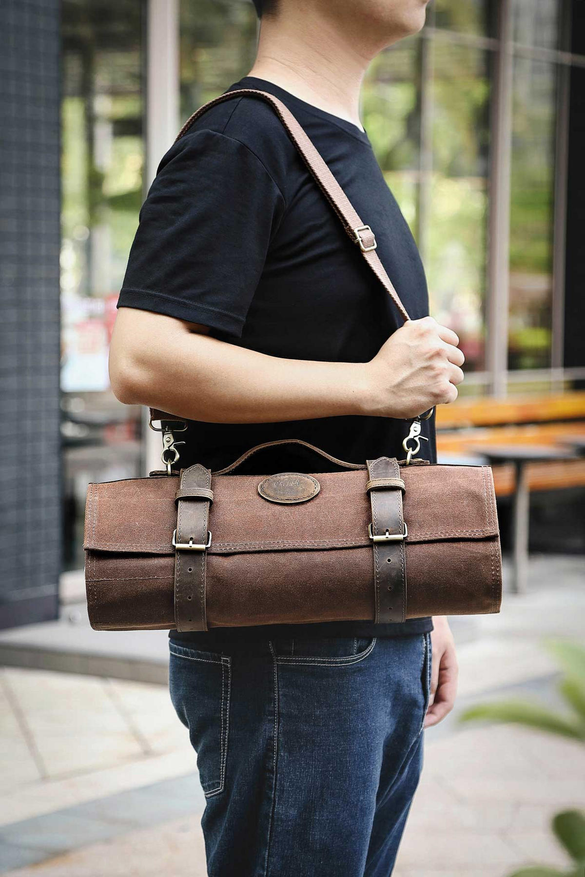 MESSERTASCHE BRAUN 12 SCHLITZE - Braun, Leder (95/1/43cm) - Zayiko