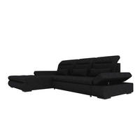 ECKSOFA Toscana Plus Strukturstoff inkl. Schlaffunktion - Schwarz, Textil (179/300cm) - 99rooms