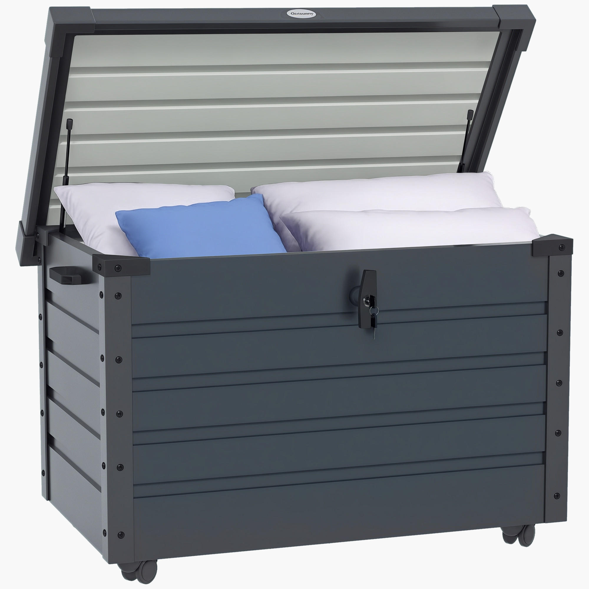 GARTENBOX DE-10615 295L mit 4 Rollen & wetterbeständig Dunkelgrau - Dunkelgrau, Metall (62/65/100cm) - ComfortXL