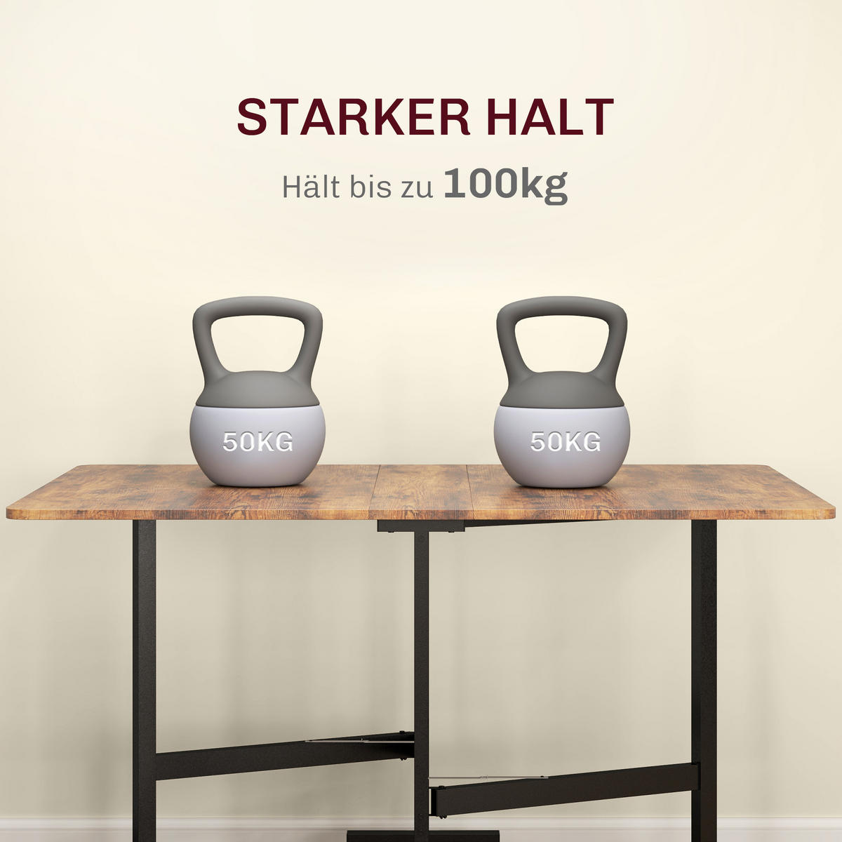 ESSTISCH Klappbar Küchentisch mit Rollen Bremsen für 4-6 Personen Rustikal-Braun - Braun, Holzwerkstoff (120/80/73cm) - HOMCOM