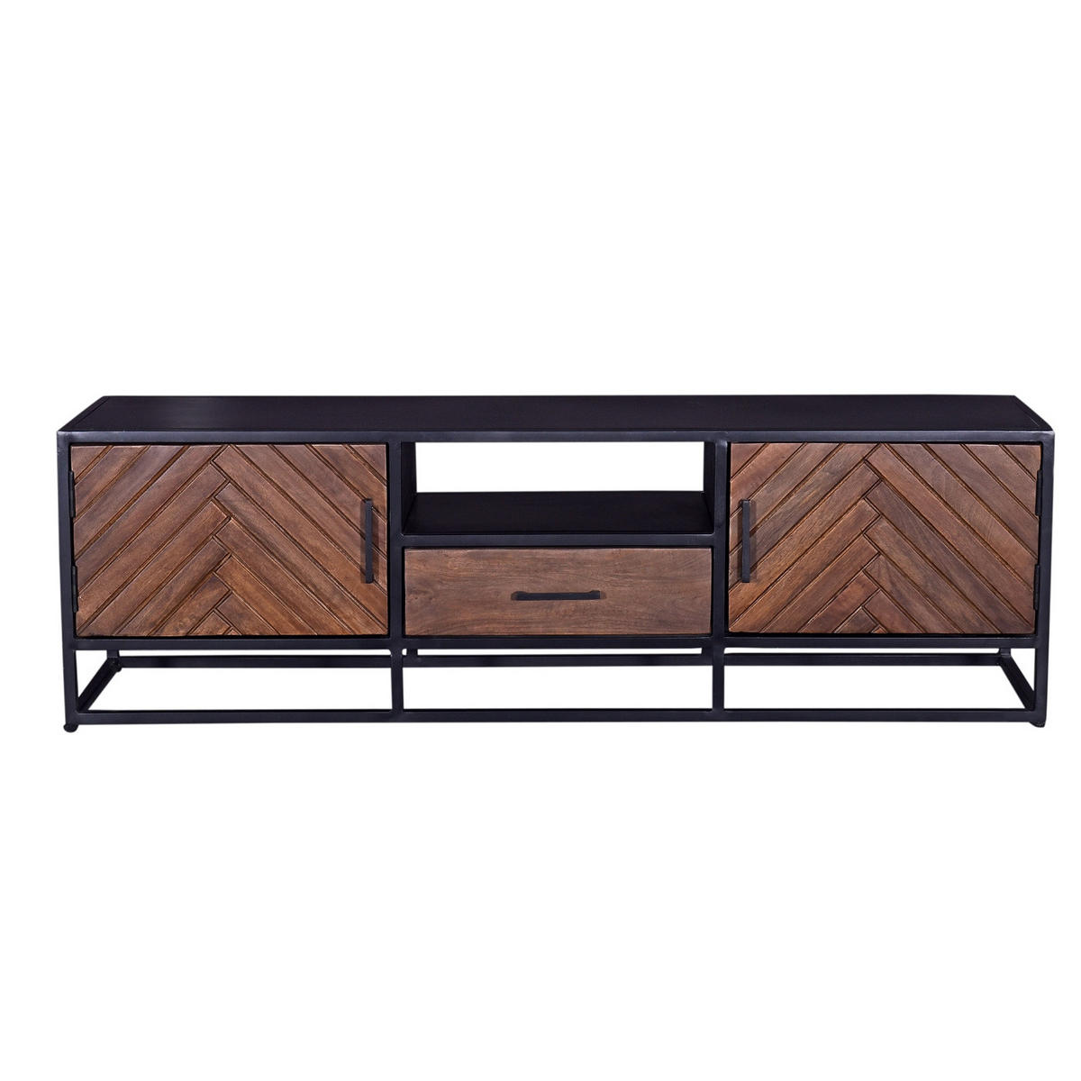 TV-SCHRANK Herringbone aus Mangoholz 165cm, braun - Braun, Holz (165/50/40cm) - Giga Meubel