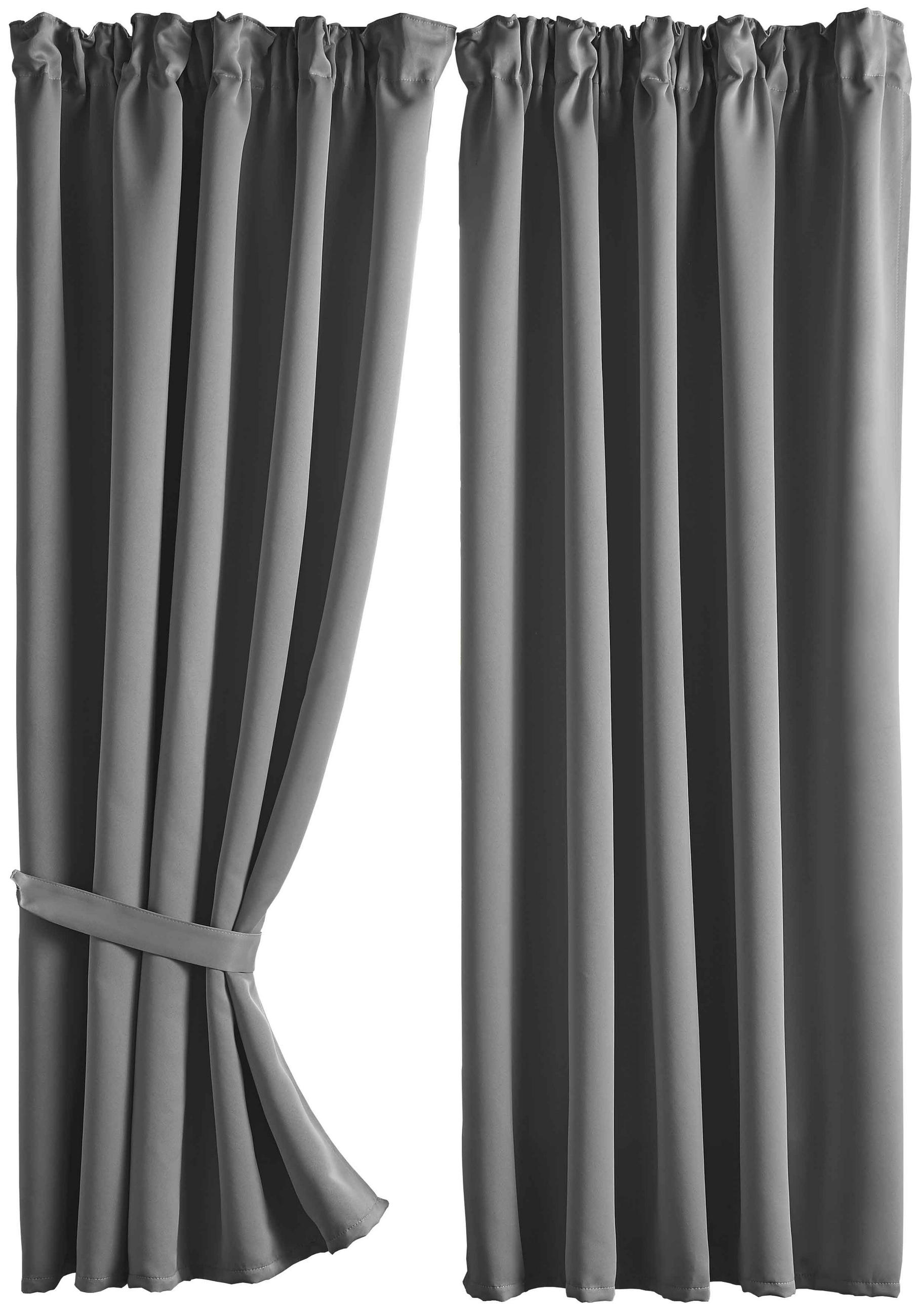 VORHANG 2ER SET NEWYORK HxB 160x140 cm Dunkelgrau - Dunkelgrau, Textil (140/160cm) - Gardinenbox