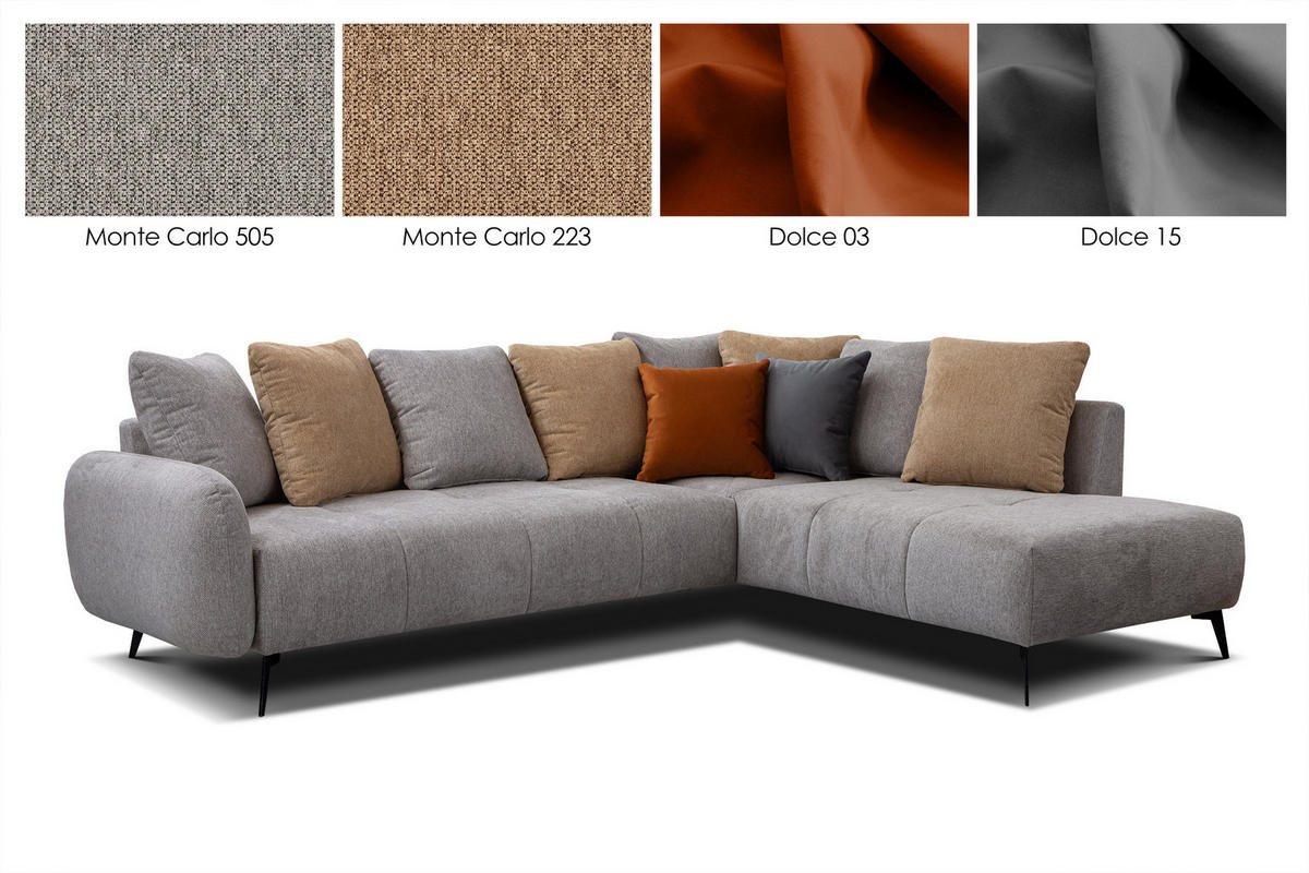 ECKSOFA EVENTO 5-Sitzer, platinfarben - Schwarz/Grau, Holzwerkstoff/Textil (266/206cm) - Courtois Laville
