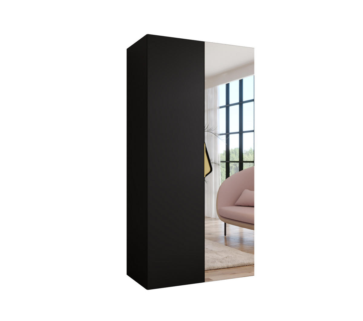 DREHTÜRENSCHRANK 202/100/52 2-türig - Goldfarben/Schwarz, Holz/Metall (100/202/52cm) - Abiks Möbel