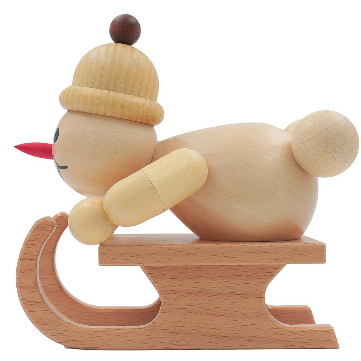HOLZFIGUR Schneemann Junior Rennschlittenfahrer 13 cm - Multicolor, Holz (14/14/0.1cm)