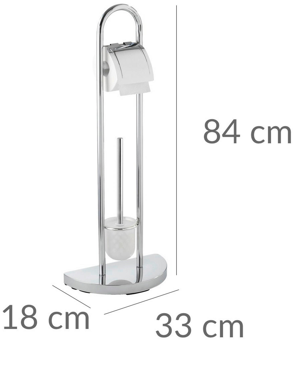 TOILETTENPAPIERSTÄNDER und Toilettenbürste Cosenza 33/18/84 cm - Silberfarben, Metall (18/84/33cm) - Wenko