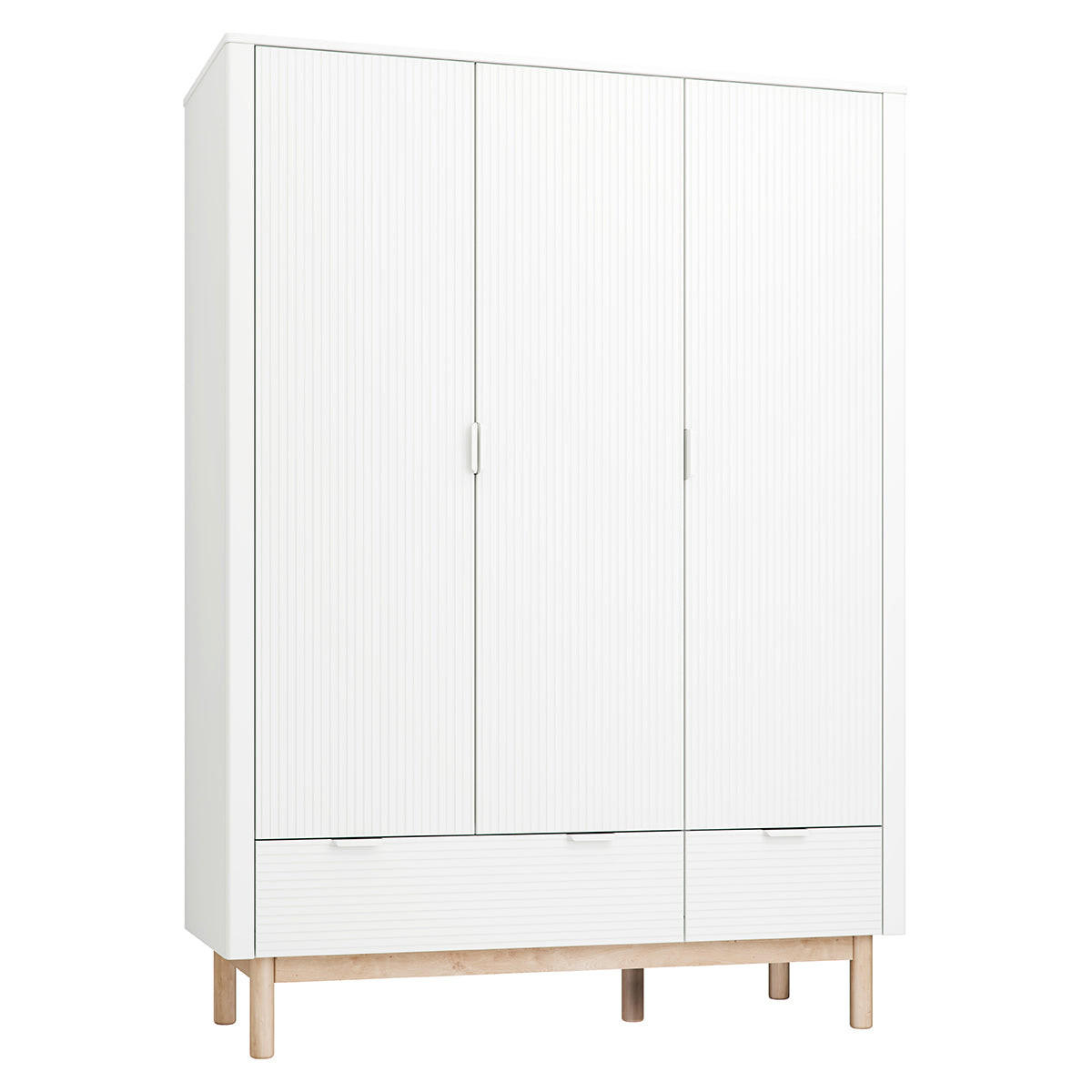 SKRIŇA 3 dvere Miloo Biela - biela, kompozitné drevo (144/198/52.5cm) - Petits-meubles