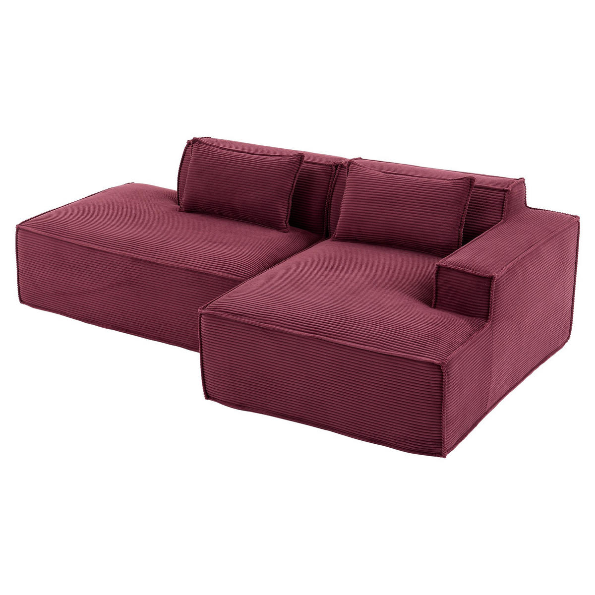 ECKSCHLAFSOFA L-/U-/2-er Sofa mit Schlaffunktion,Modulsofa,Cord,Rot - Rot, Textil (129/233cm) - LVHOM