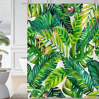 DUSCHVORHANG tropisch Blätter Badewanne wasserdicht Polyester waschbar - Grün, Textil (180/180cm) - MCBOSON