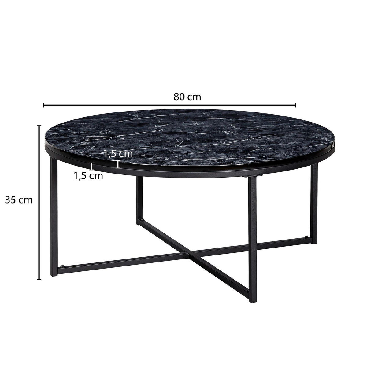 COUCHTISCH rund DEVRAN Holz - Schwarz, Holzwerkstoff (80/80/36cm) - tinkaro