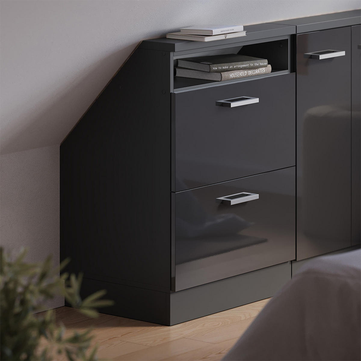 Schwarz Hochglanz, Holzwerkstoff (60/81.6/46cm) - Vicco