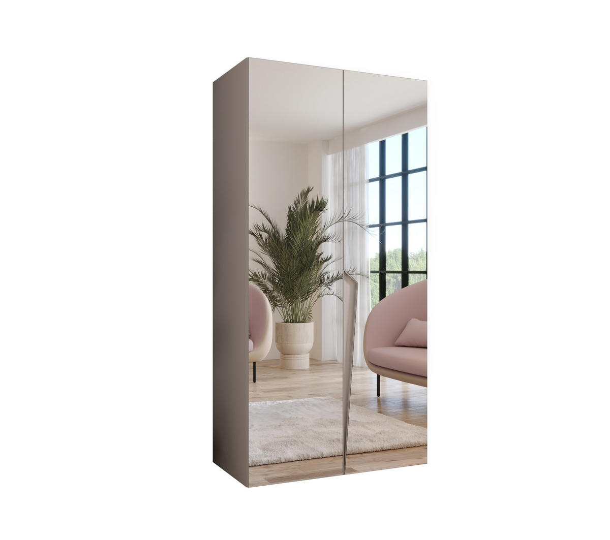 DREHTÜRENSCHRANK 202/100/52 2-türig - Beige, Holz/Metall (100/202/52cm) - Abiks Möbel