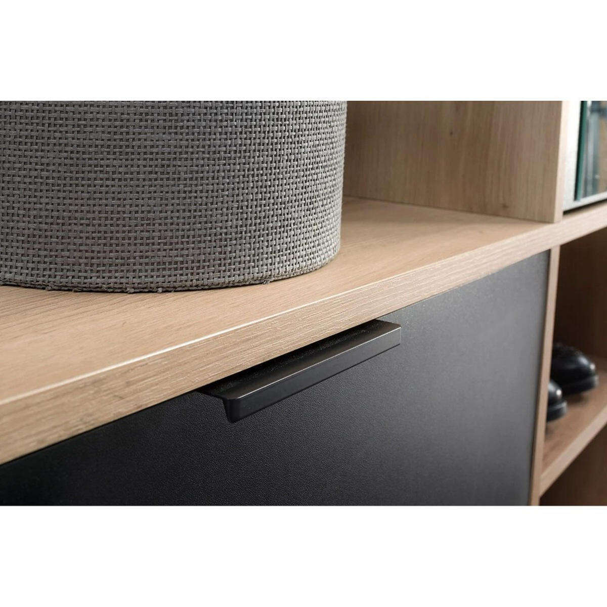 GARDEROBENSCHRANK Limo mit Spiegel und Schuhschrank, Eiche Artisan+schwarz - Eiche Artisan, Holzwerkstoff (100/190/33cm) - Beautysofa
