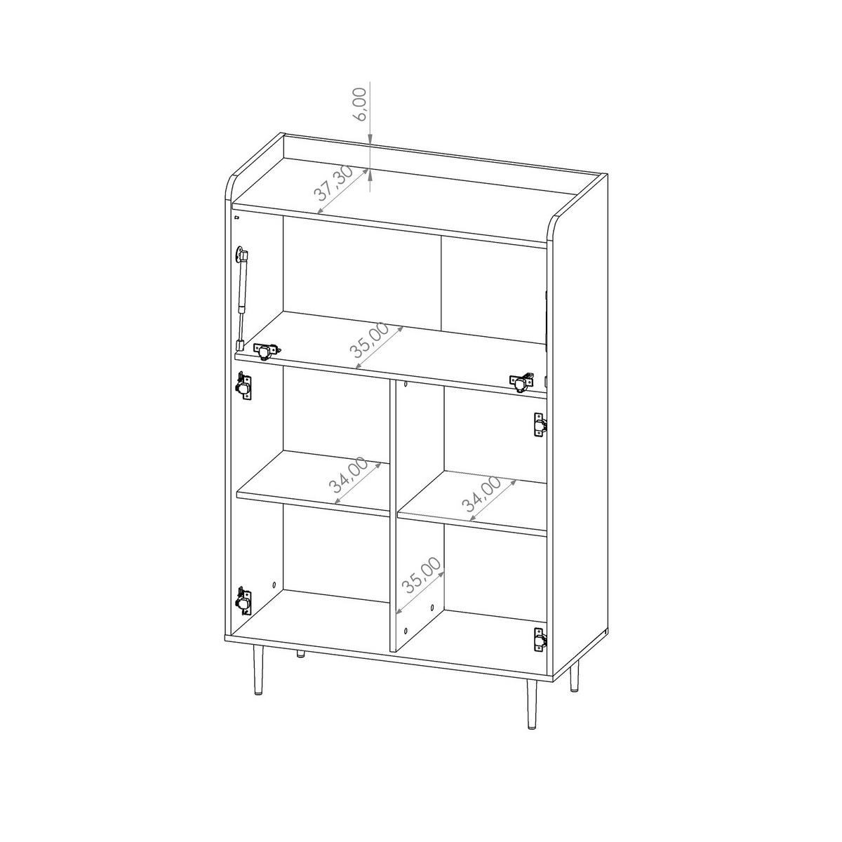 HIGHBOARD Nero KB90 90/45/140 mit Barschrank - Hellbraun/Schwarz, Holzwerkstoff/Metall (90/140/45cm) - Ravio