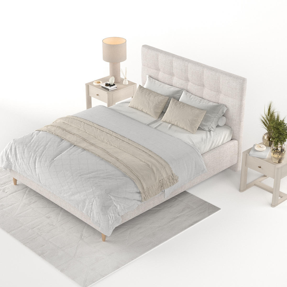 POLSTERBETT Cora 120/200 cm Hellbeige im Neve Stoff - Sandfarben/Naturfarben, Holz/Holzwerkstoff (120/200cm) - AltaBeds