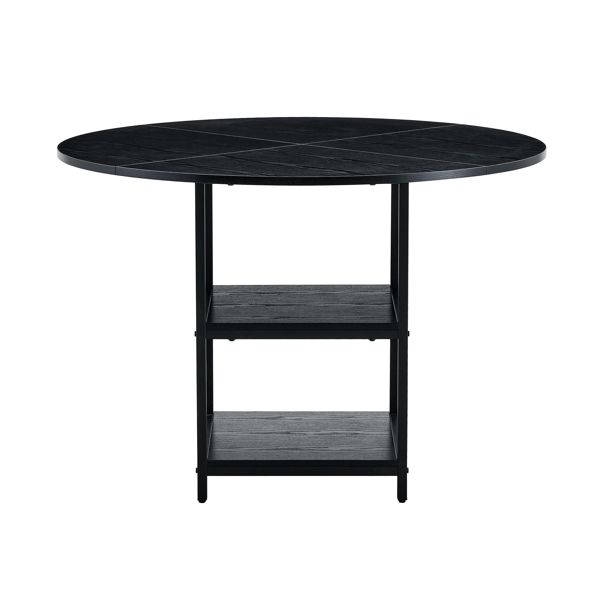 ESSTISCH 107/107/75 cm schwarz aus MDF und Metall mit 2 offenen Ablagen - Schwarz, Holzwerkstoff (107/107/75cm) - OKWISH