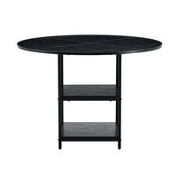 ESSTISCH 107/107/75 cm schwarz aus MDF und Metall mit 2 offenen Ablagen - Schwarz, Holzwerkstoff (107/107/75cm) - OKWISH