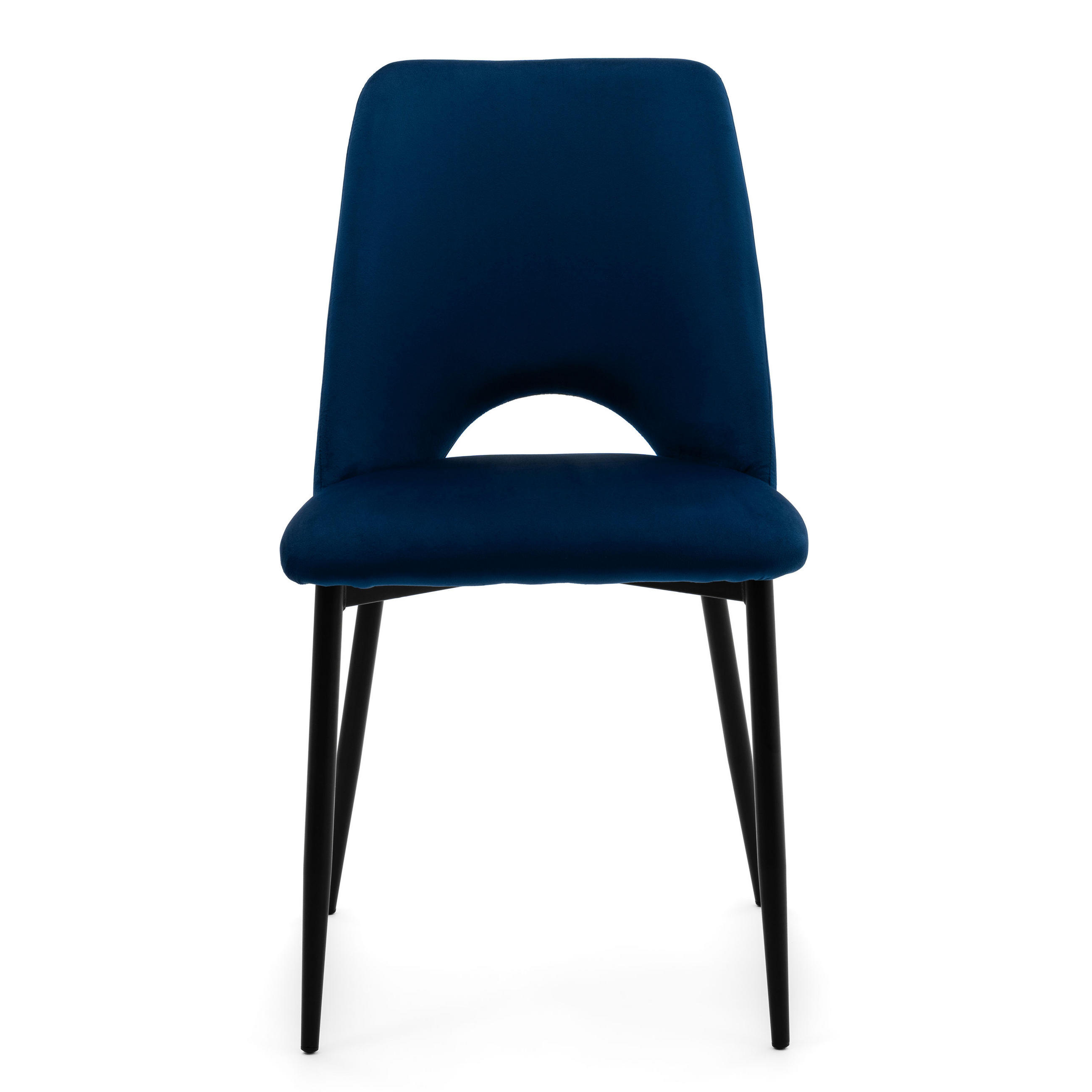 STUHL ORO gepolsterter mit Steppung - dunkelblau - Samt Velour - Blau/Schwarz, Textil/Metall (47/91/55cm) - NEW HOME