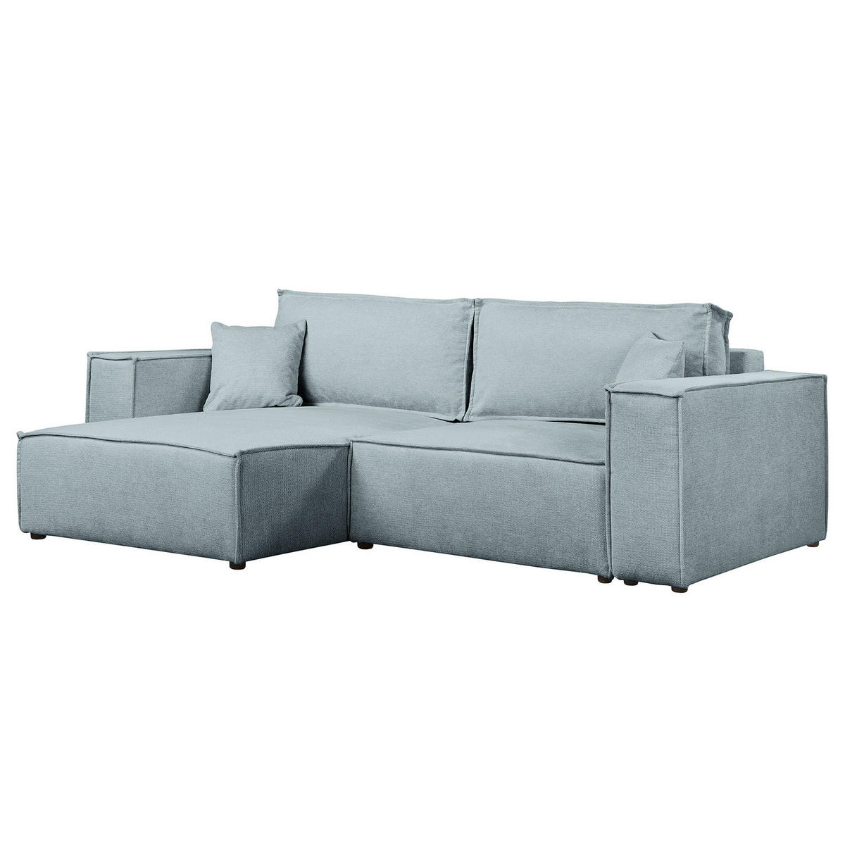 ECKSOFA mit Schlaffunktion - 255 cm - Blaugrau/Schwarz, Kunststoff/Textil (255/148cm) - home24