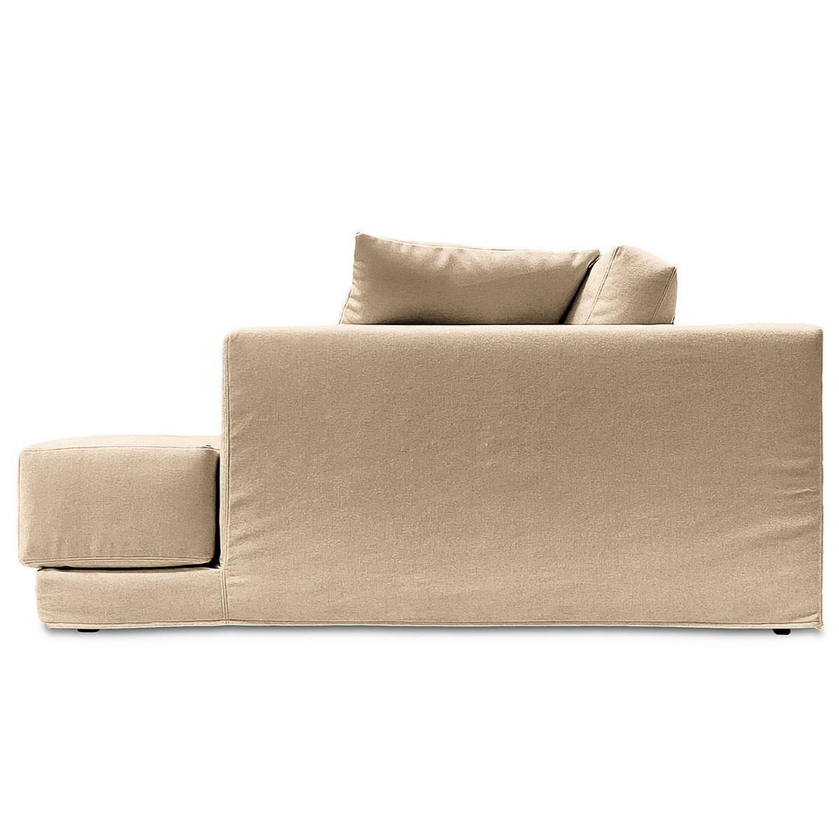 ECKSOFA mit Wechselbezug - Longchair, Webstoff - Beige/Schwarz, Kunststoff/Textil (260/155cm) - home24