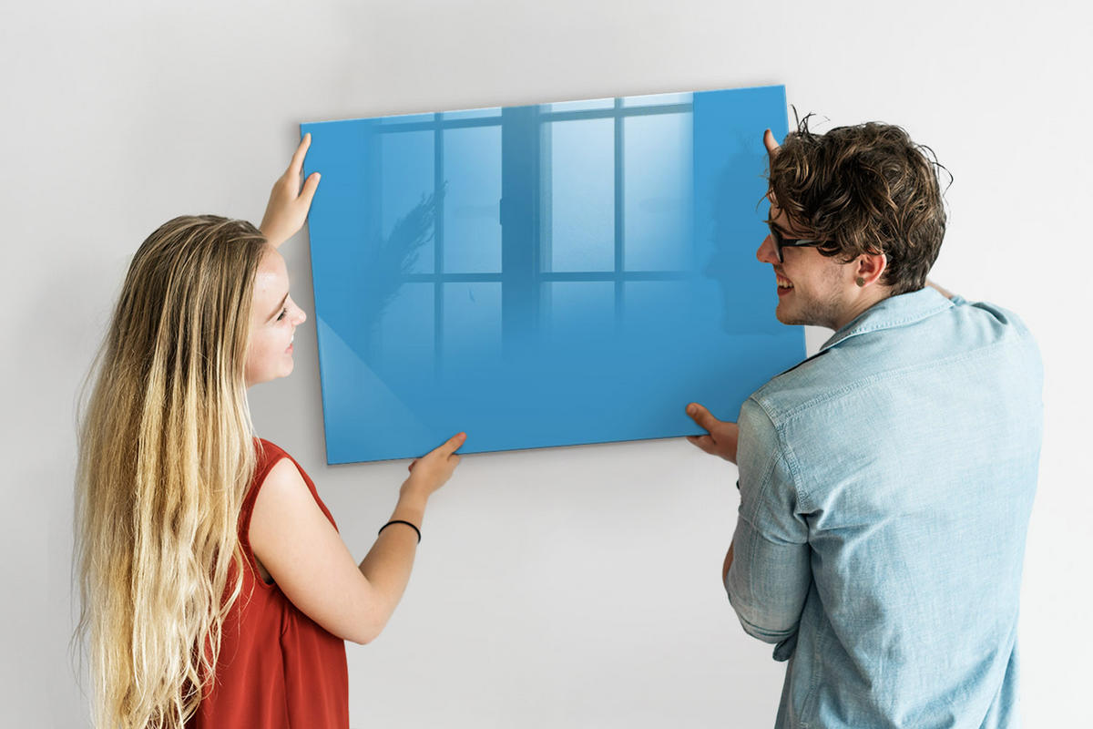 MAGNETTAFEL 100x70 Blau schwarzer Marker - Blau, Glas (100/0.4/70cm) - TULUP