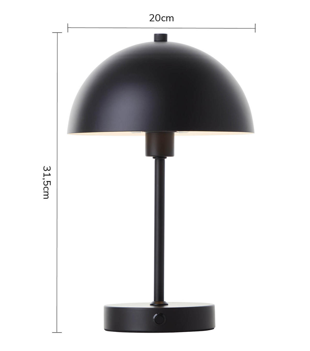 TISCHLAMPE KABELLOS Der Leuchtturm - Schwarz, Metall (20/20/31.5cm) - Mokebo